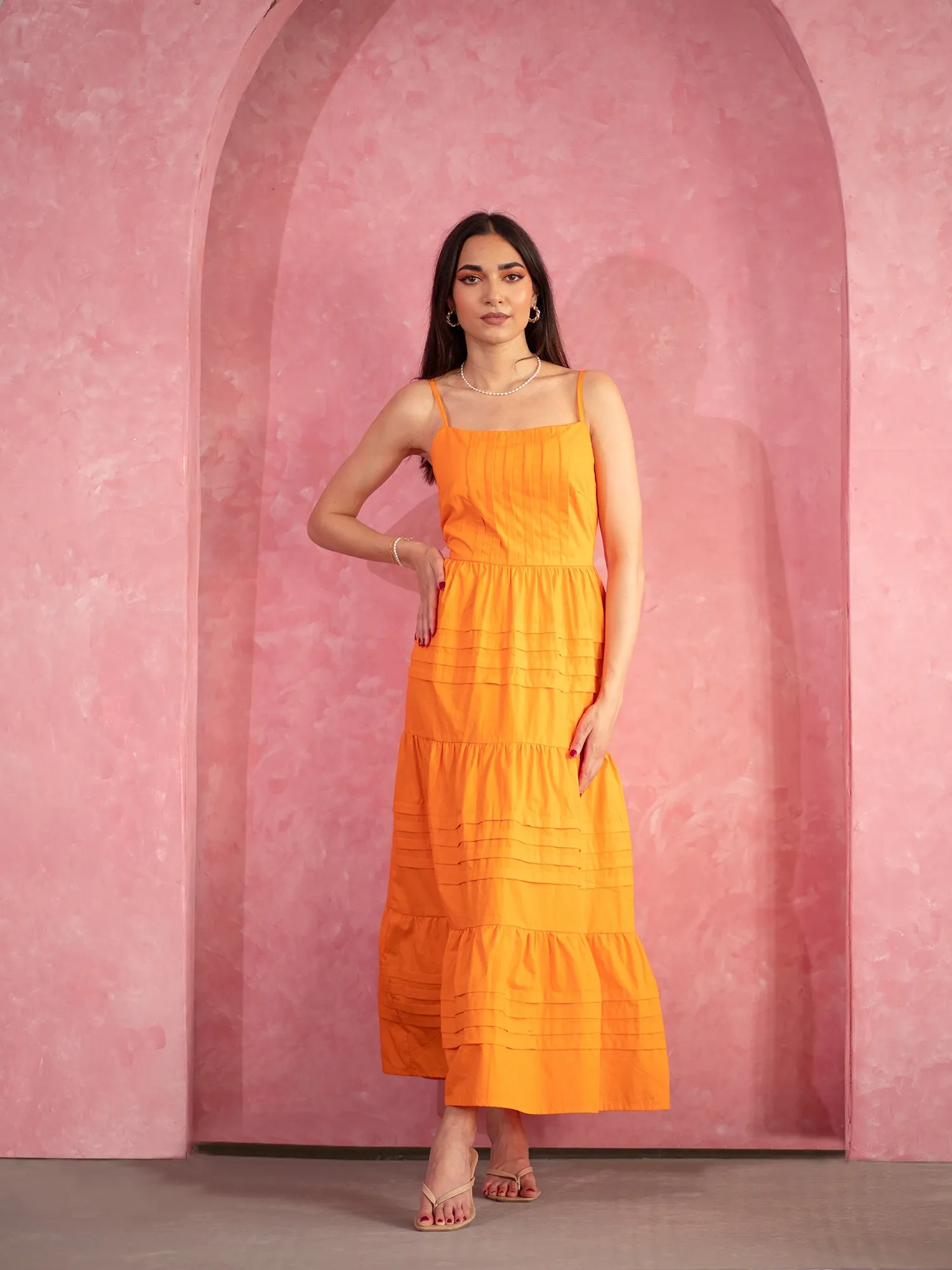 Pin Tuck Detail Maxi Dress
