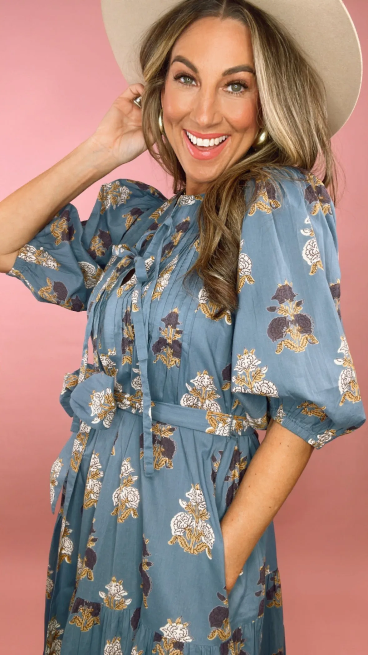 Pink Chicken Indria Maxi in Blue Flowerette