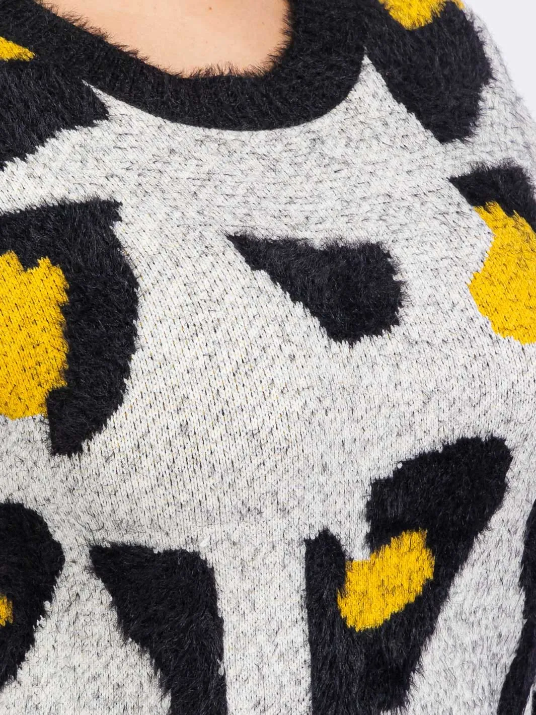 PLUS SIZE LONG SLEEVES PULLOVER COLORBLOCK ANIMAL PRINT SWEATER