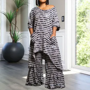 Plus Size Wide Leg Irregular Pants Set