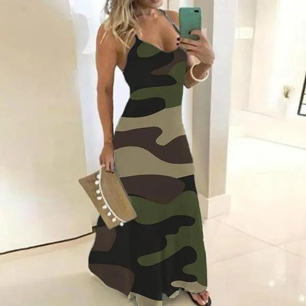 Plus Sizes Camouflage Women Long Dresses