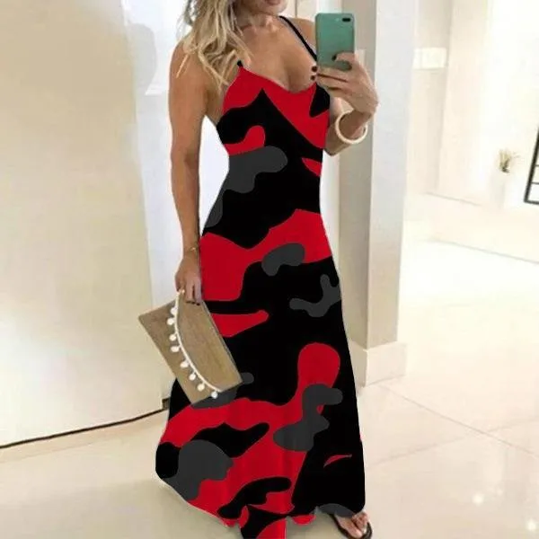 Plus Sizes Camouflage Women Long Dresses