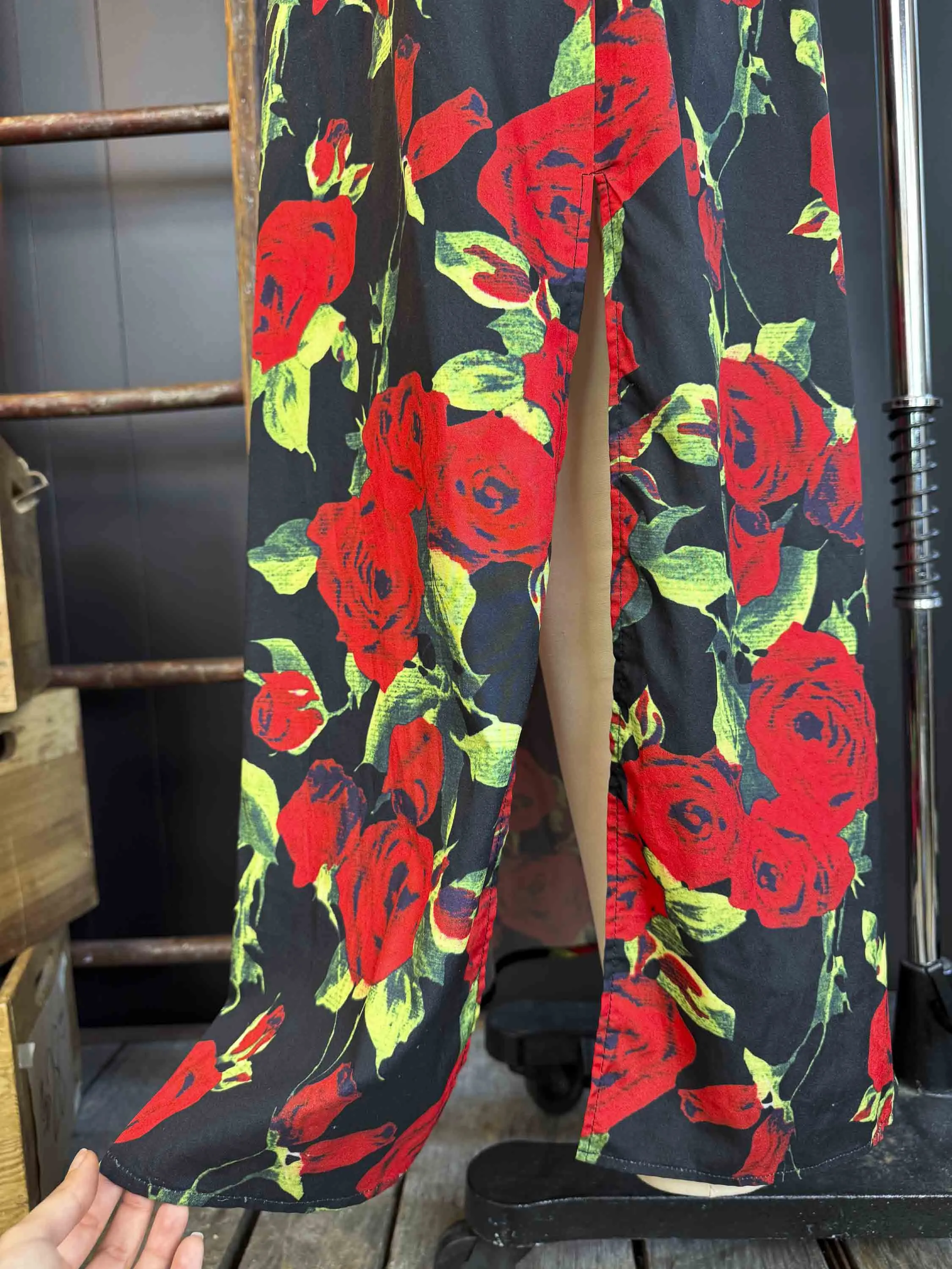 Pre-loved Deep V Rose Maxi Dress - Size S