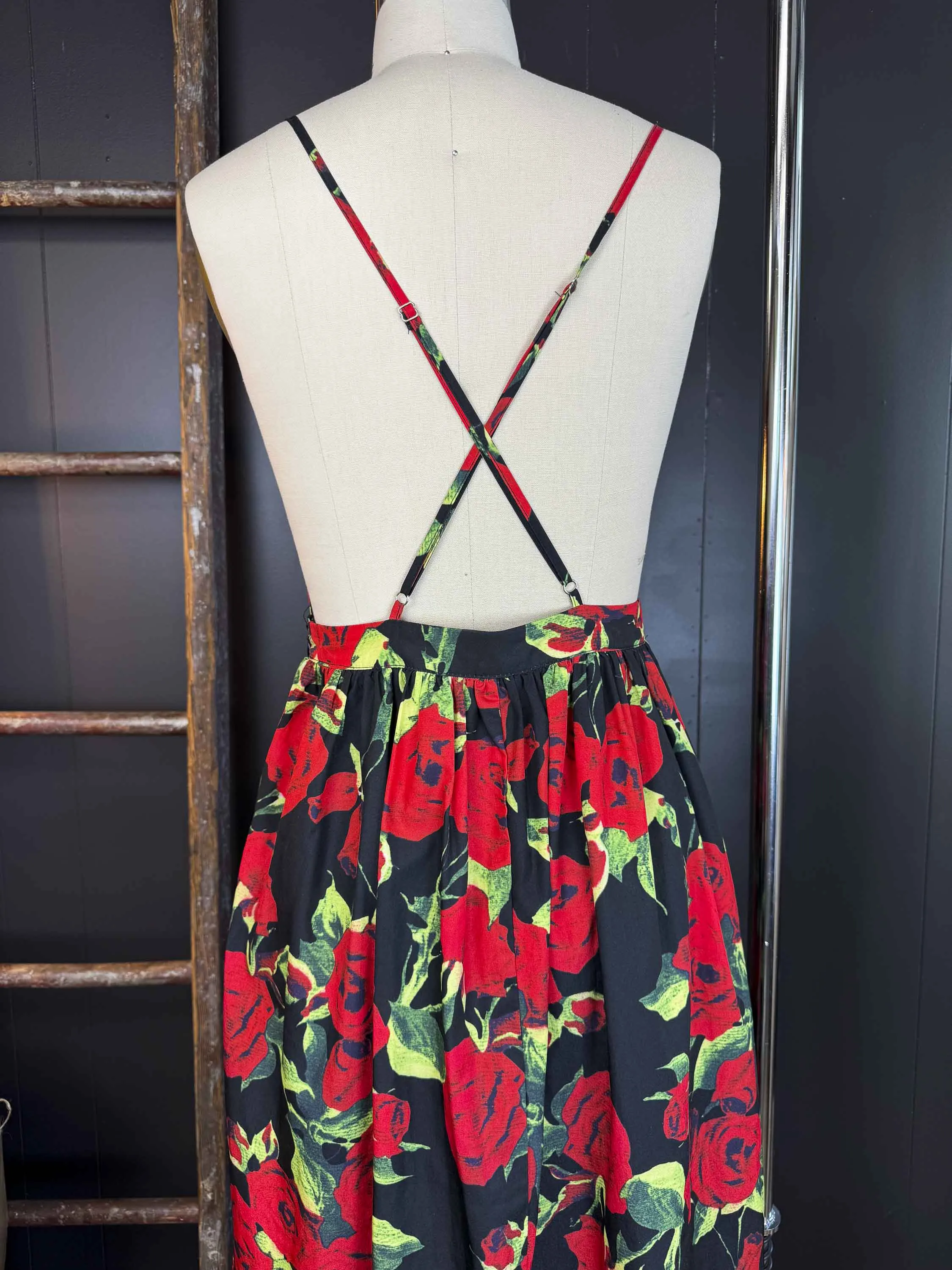 Pre-loved Deep V Rose Maxi Dress - Size S