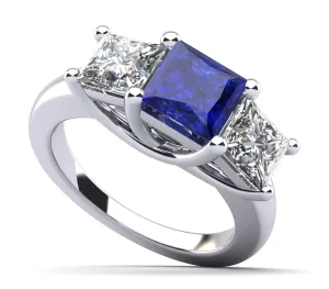 Princess Cut Swirl Three Stone Lab-Grown Diamond Ring with 1.00 ct.(finished) 3.4mm, 4.5mm Ruby