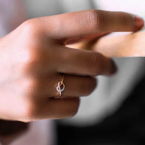 Promise Heart Knot Rings with diamond - Heart Knot Ring
