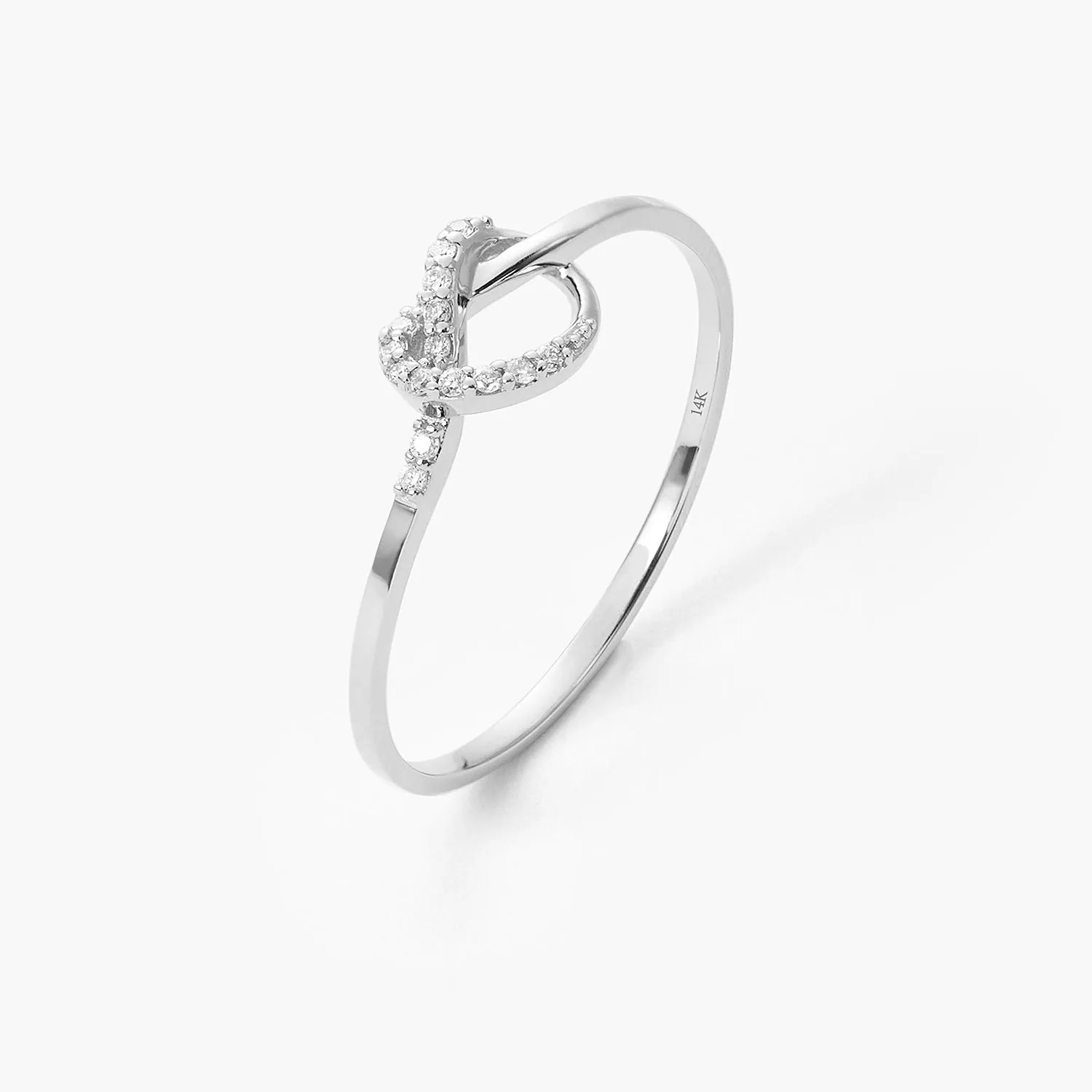 Promise Heart Knot Rings with diamond - Heart Knot Ring