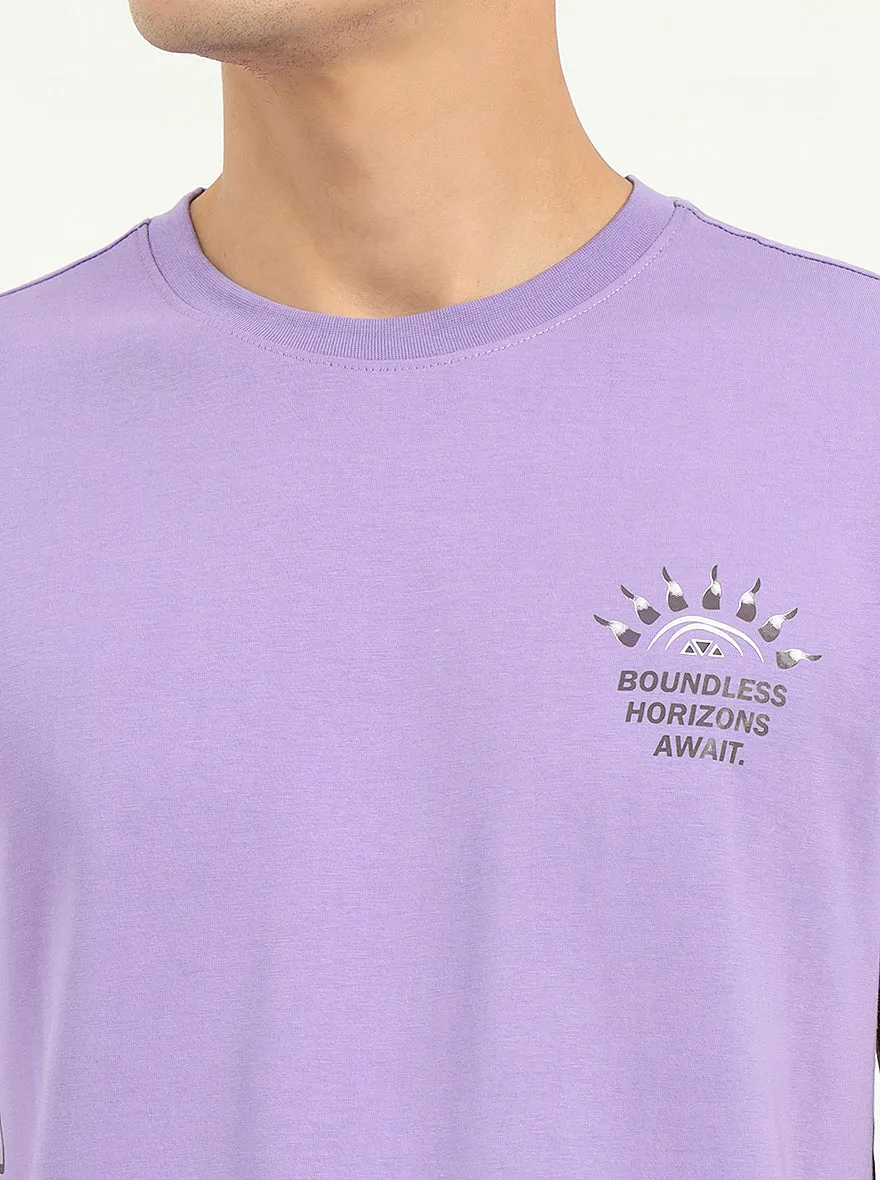 Purple Printed Slim Fit T-Shirt | Greenfibre