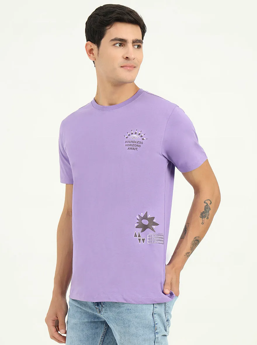 Purple Printed Slim Fit T-Shirt | Greenfibre