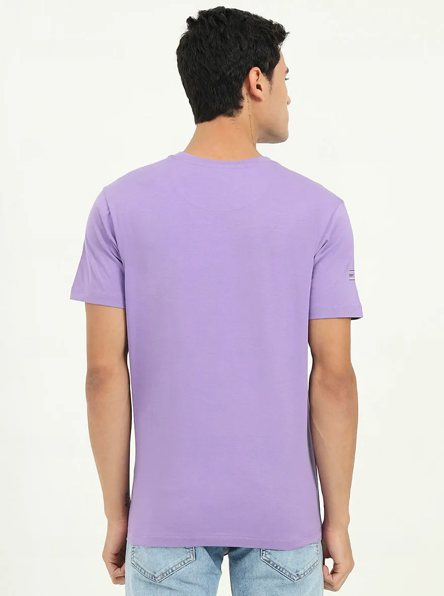Purple Printed Slim Fit T-Shirt | Greenfibre