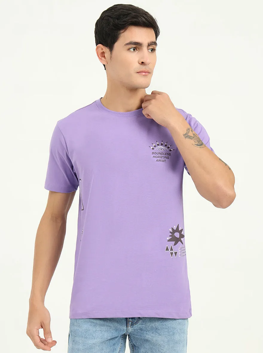 Purple Printed Slim Fit T-Shirt | Greenfibre