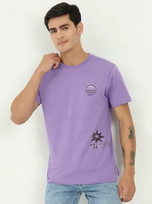 Purple Printed Slim Fit T-Shirt | Greenfibre