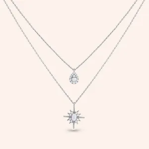 "Angelica" 1.6CTW Pave & Opal Layered Necklace