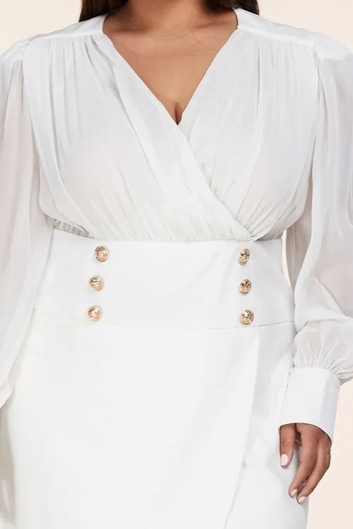 "ELENA" LONG SLEEVE MINI DRESS (PLUS SIZE)