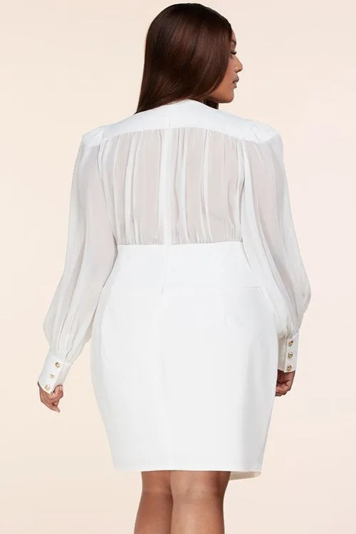 "ELENA" LONG SLEEVE MINI DRESS (PLUS SIZE)