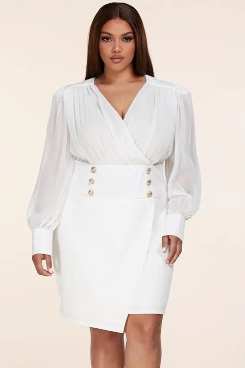 "ELENA" LONG SLEEVE MINI DRESS (PLUS SIZE)