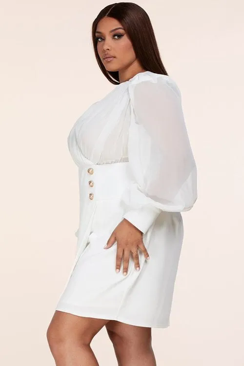 "ELENA" LONG SLEEVE MINI DRESS (PLUS SIZE)