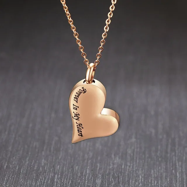 "Forever In My Heart" Engraved Cremation Pendant