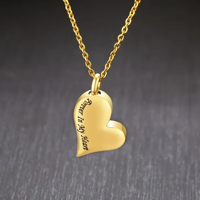 "Forever In My Heart" Engraved Cremation Pendant