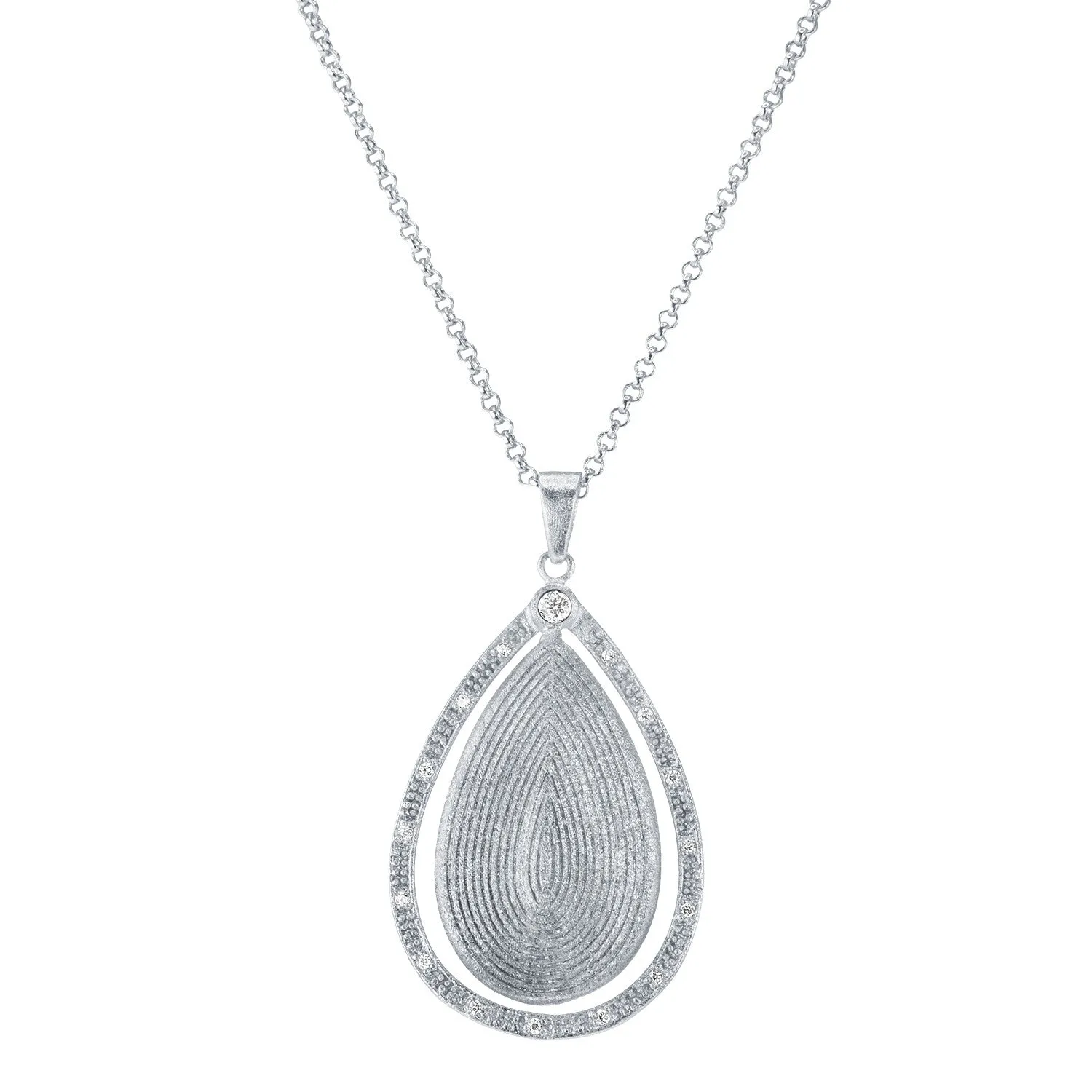 "Gypsy" Pave Round cut Teardrop Pendant Necklace