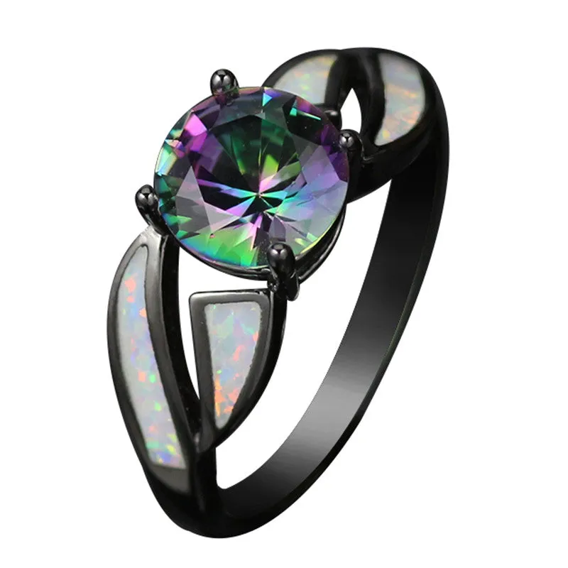 Rainbow Cubic Zirconia Fire Opal Ring