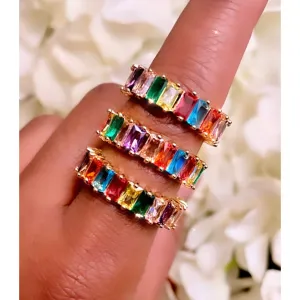 Rainbow Eternity Rings