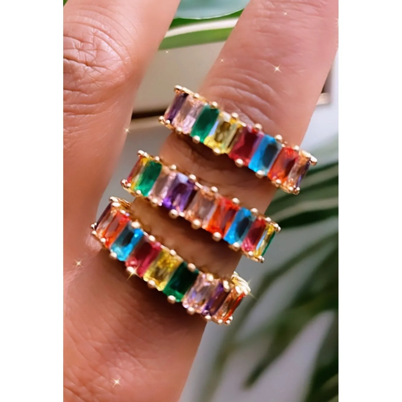 Rainbow Eternity Rings