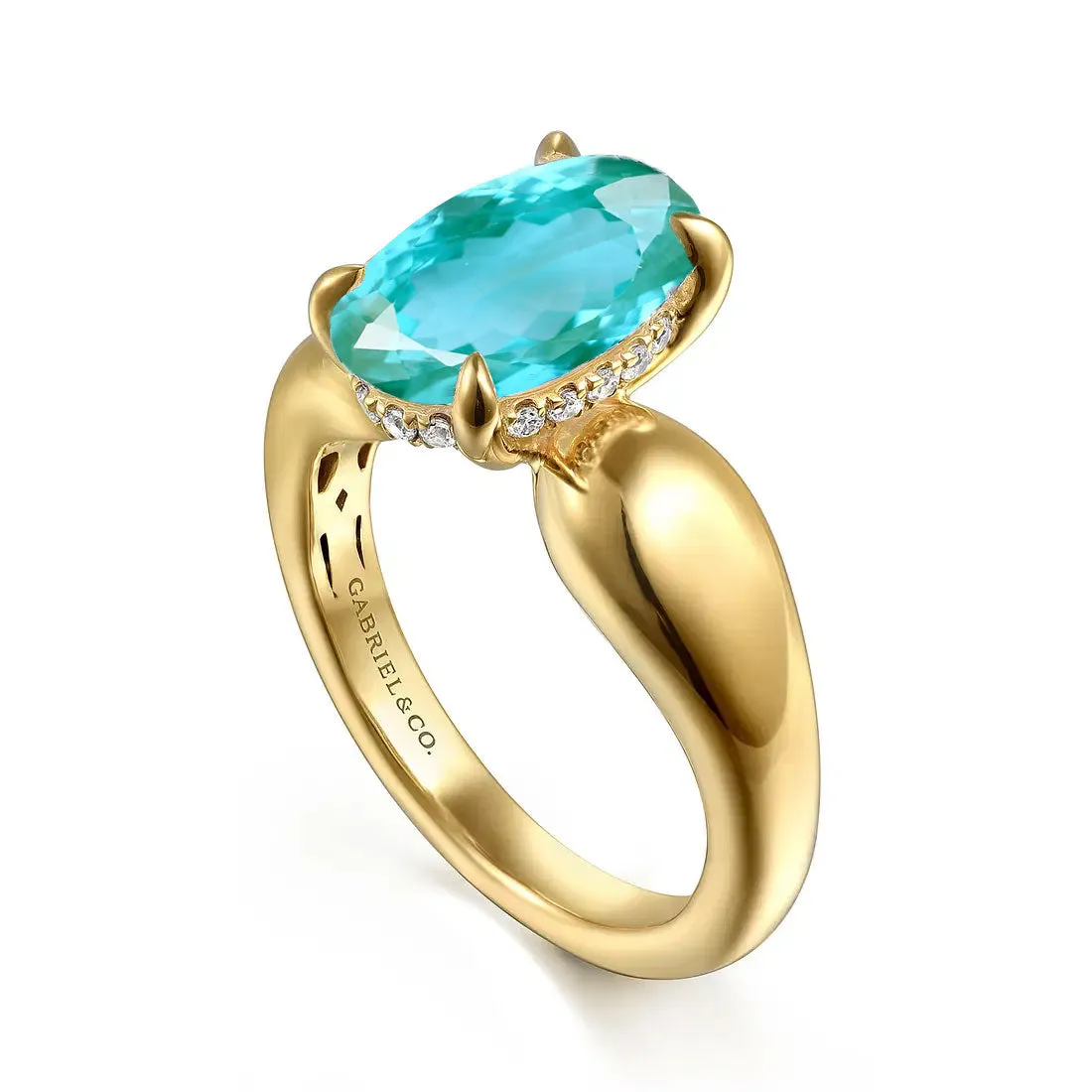 Raven Oval Engagement Ring Setting with Paraiba Tourmaline