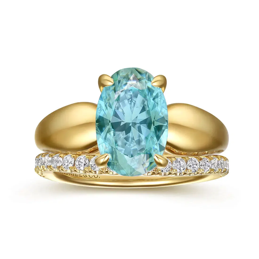 Raven Oval Engagement Ring Setting with Paraiba Tourmaline