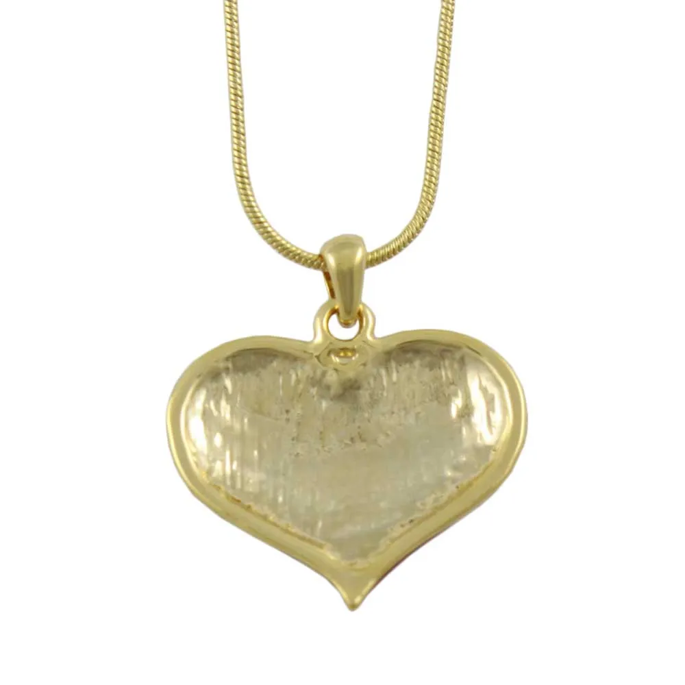 Red Enamel and Crystal Heart Pendant with Chain - PT330