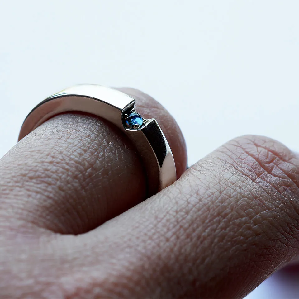 Red Ruby and blue Sapphire promise ring set