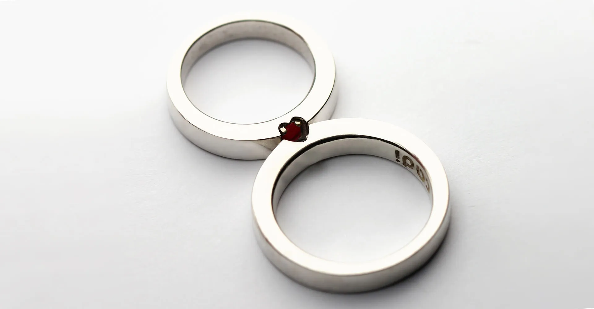 Red Ruby and blue Sapphire promise ring set