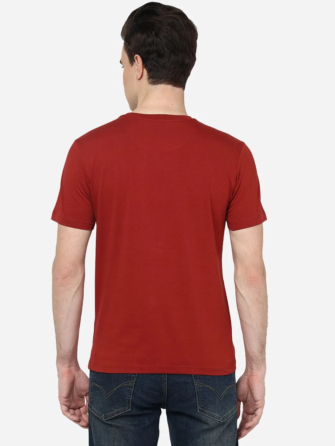 Red Solid Slim Fit T-Shirt | Greenfibre