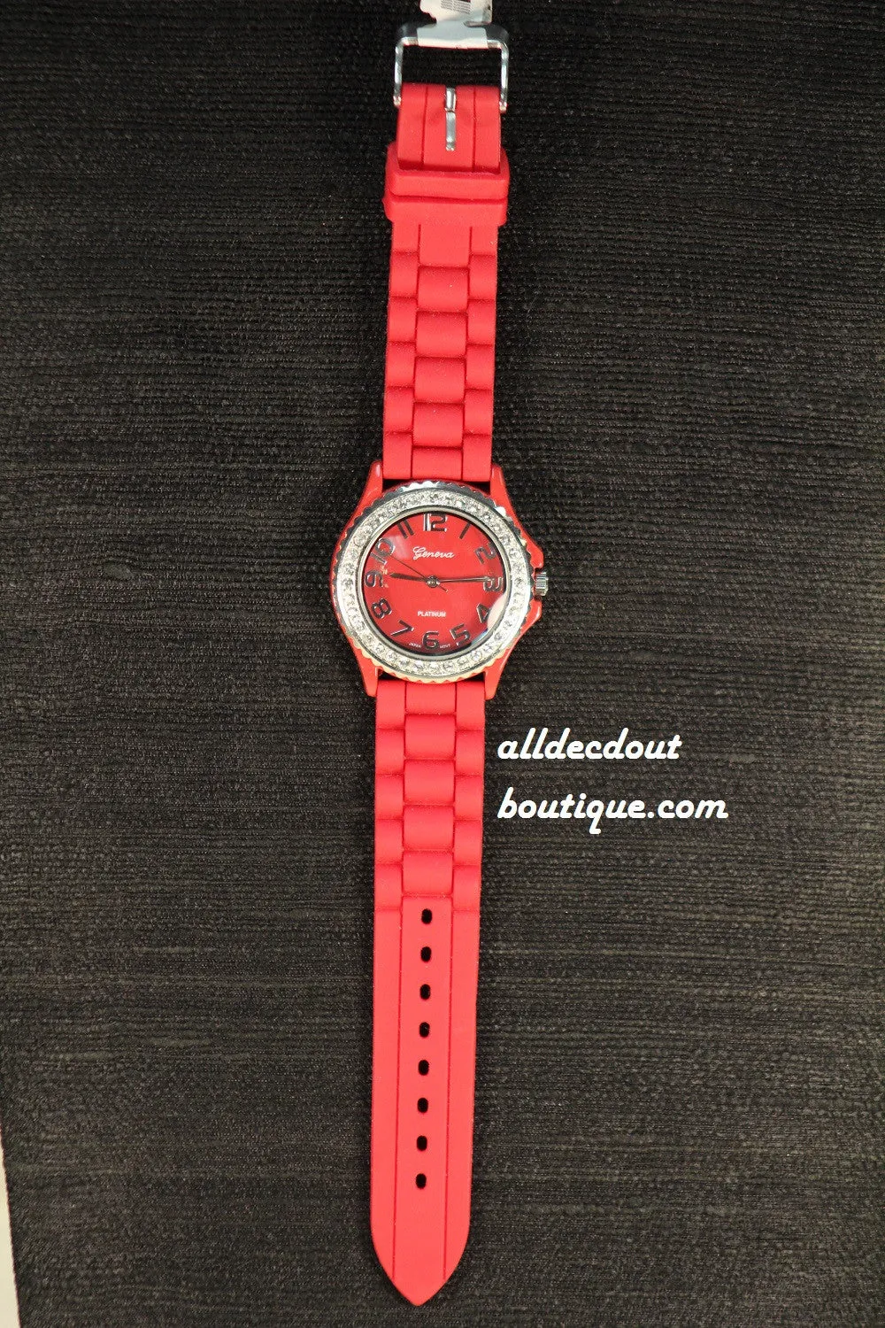 Red/Red Clear Rhinestones | Silicone Band
