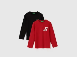 Regular Fit Crew Neck Printed Pack of 2 T Shirts