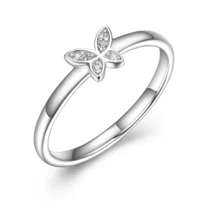 Reign Sterling Silver Rhodium Plated CZ Mini Butterfly Ring