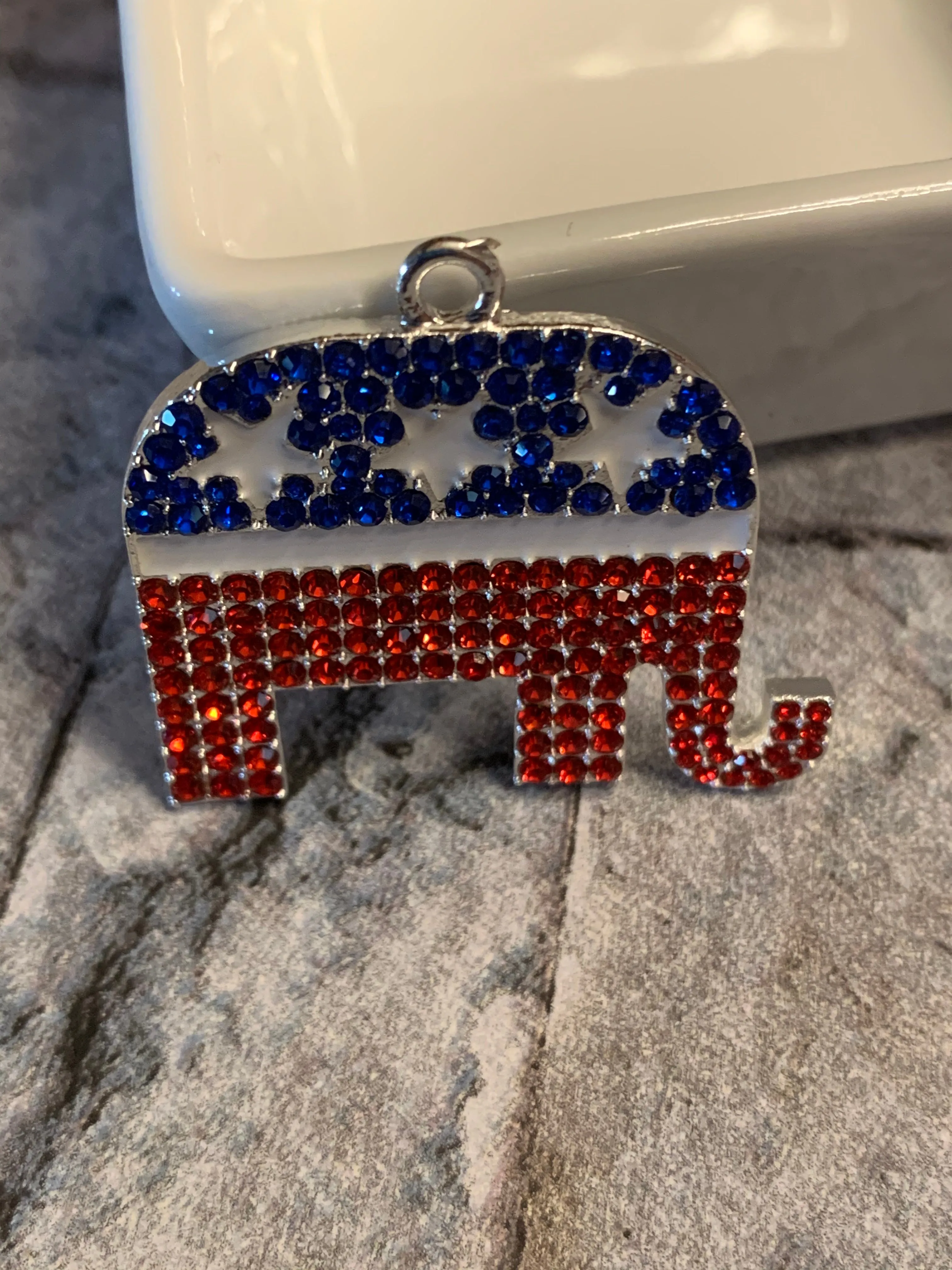 Republican Elephant Rhinestone Pendant