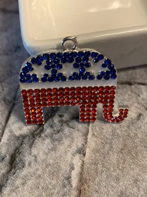Republican Elephant Rhinestone Pendant