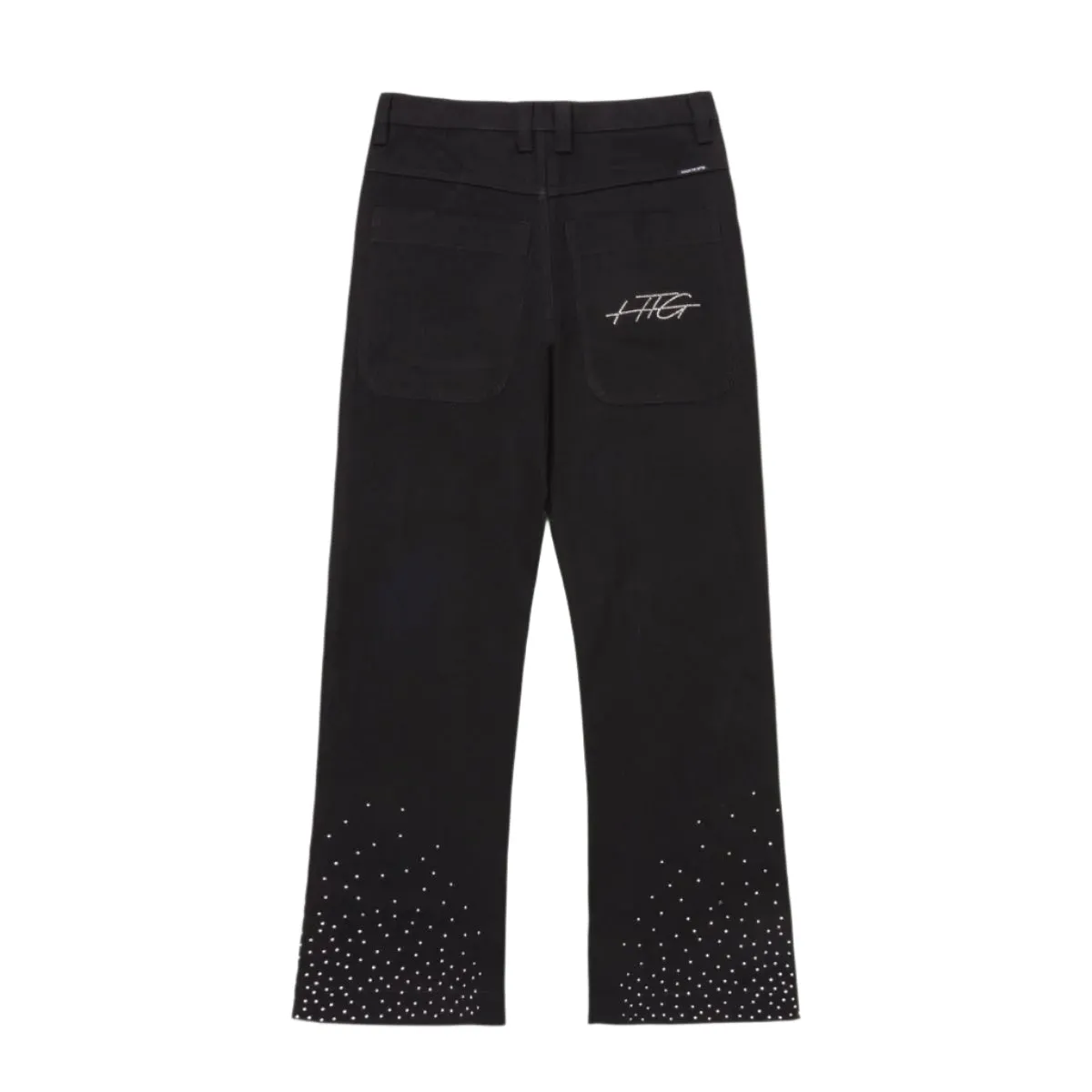 Rhinestone Wide Leg Pants -Black