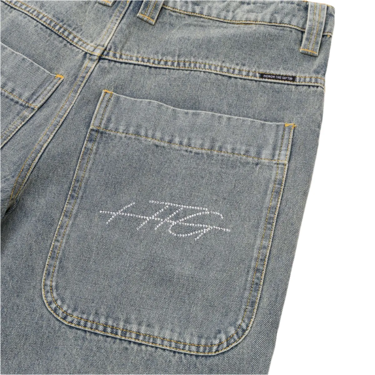 Rhinestone Wide Leg Pants - Indigo