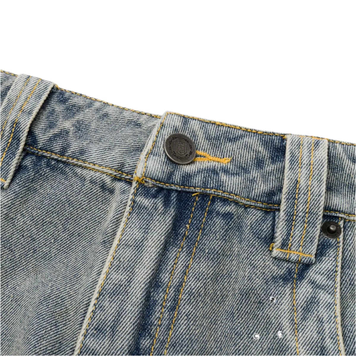 Rhinestone Wide Leg Pants - Indigo