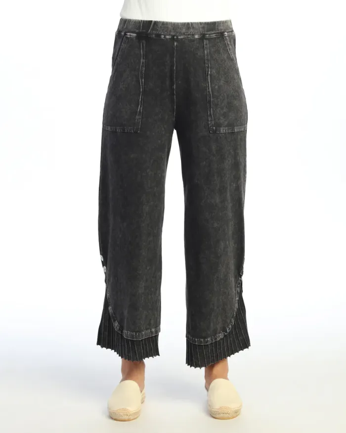 Rib Contrast & Button Pant