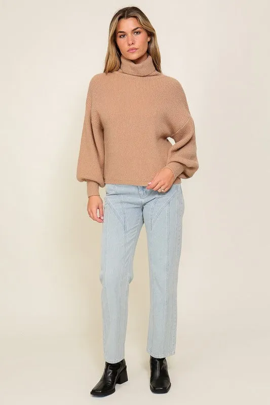 RIB KNIT TURTLENECK SWEATER