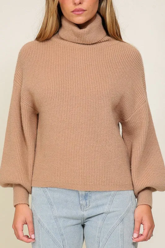 RIB KNIT TURTLENECK SWEATER