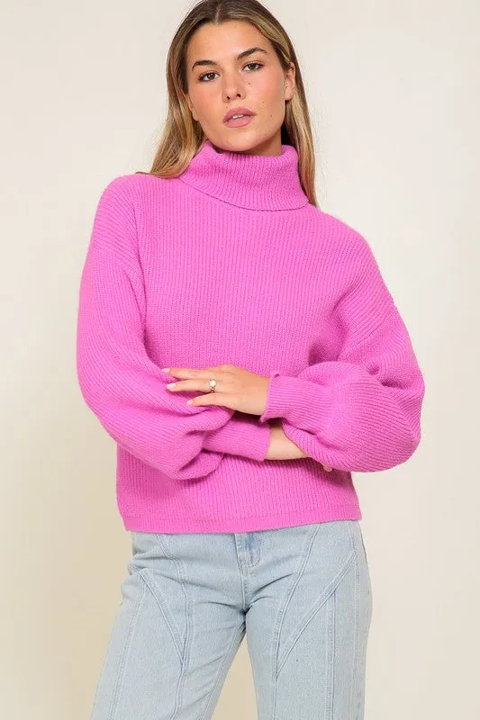 RIB KNIT TURTLENECK SWEATER