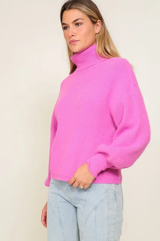 RIB KNIT TURTLENECK SWEATER