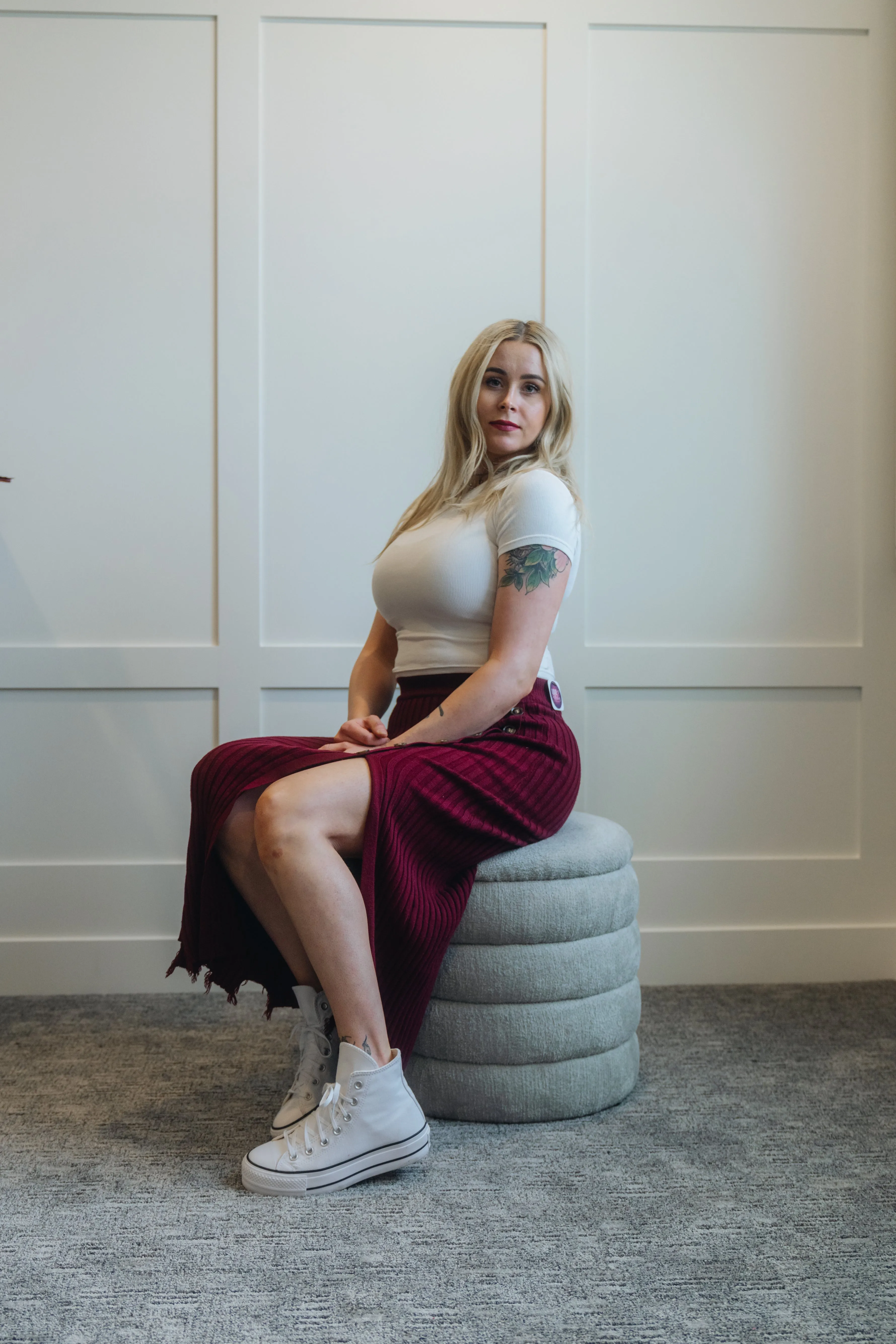 Ribbed Sweater Midi Skirt My Store