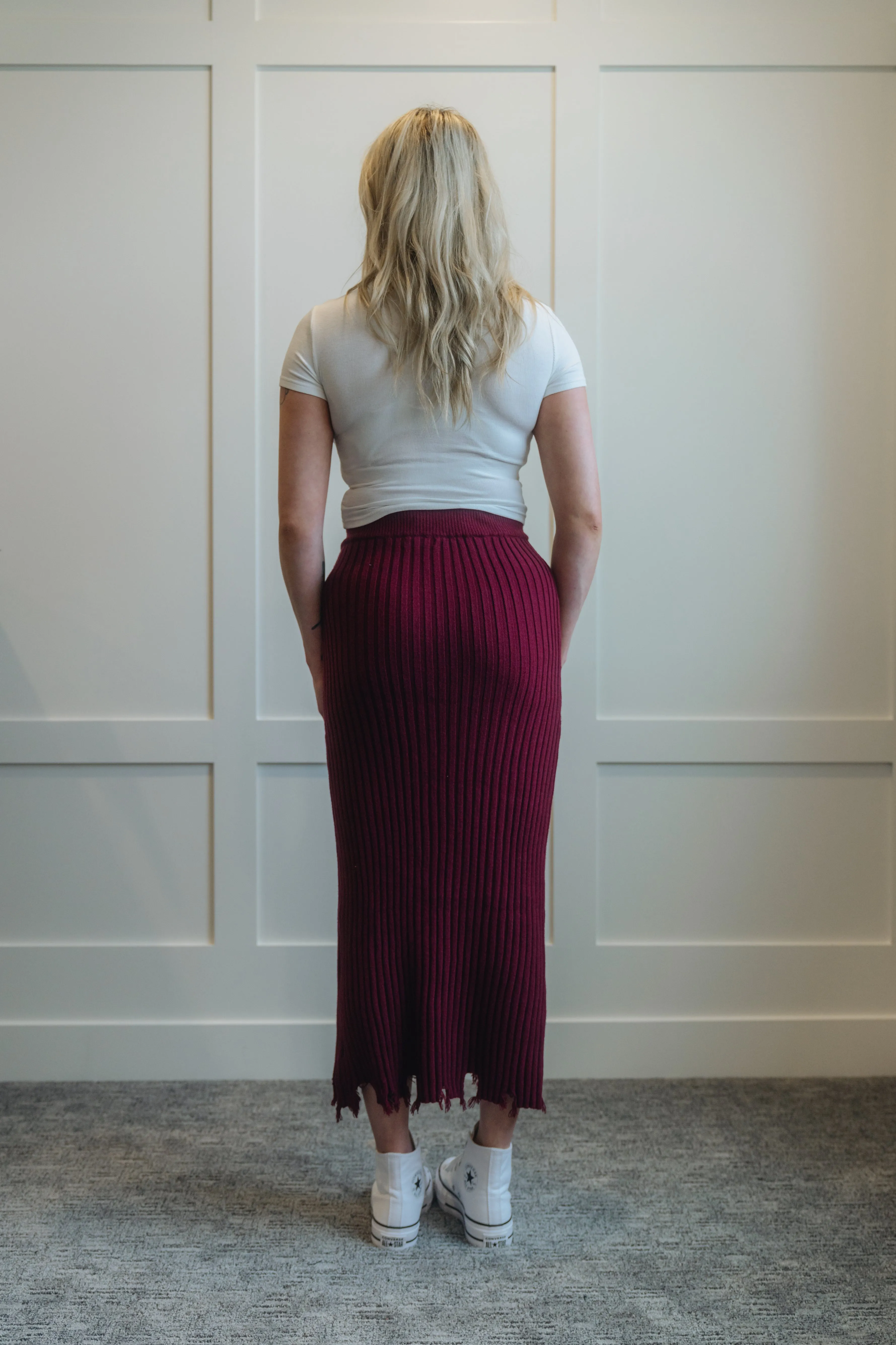 Ribbed Sweater Midi Skirt My Store