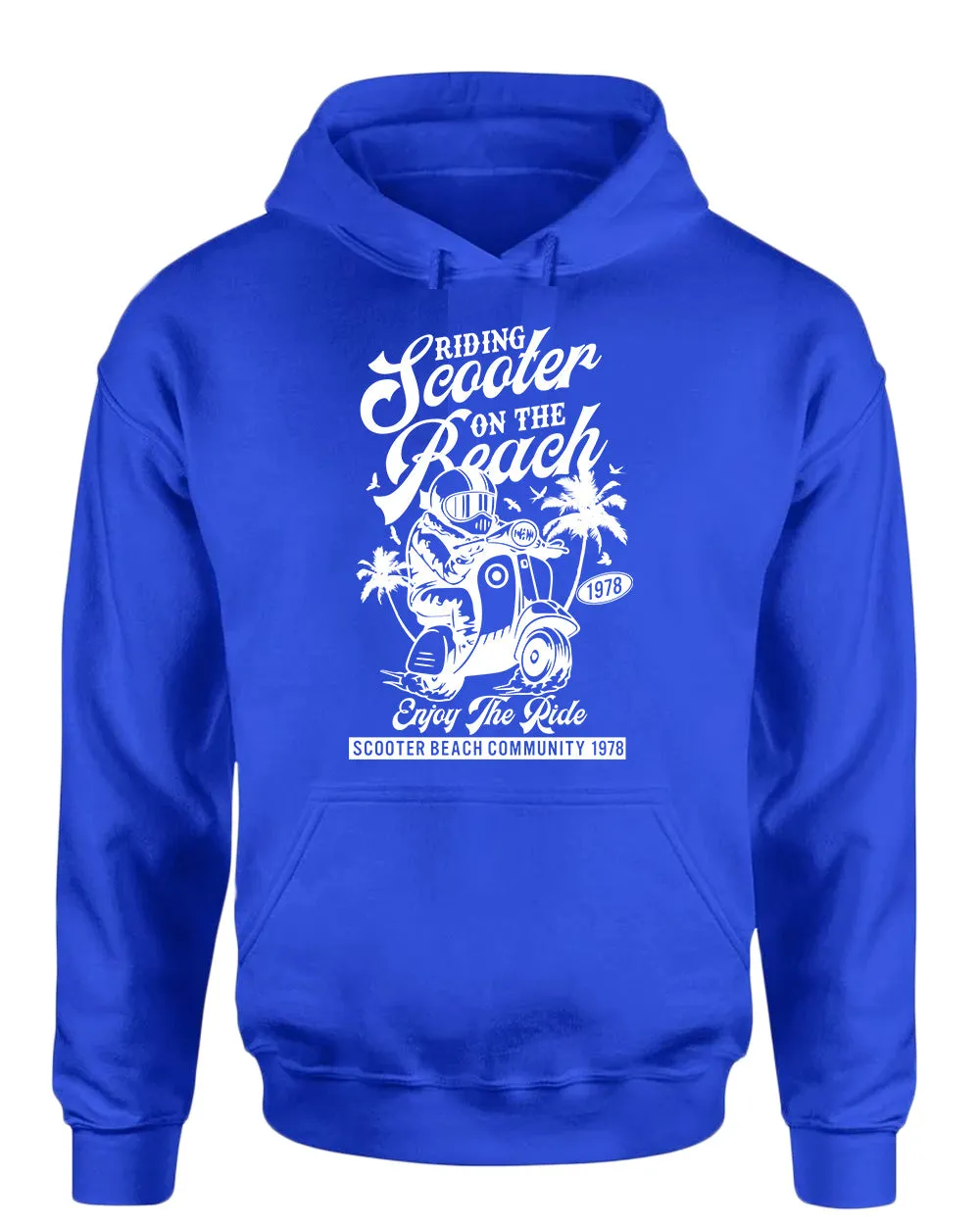 Riding scooter on the beach, enjoy the ride hoodie