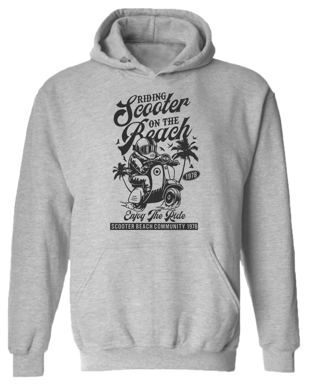 Riding scooter on the beach, enjoy the ride hoodie